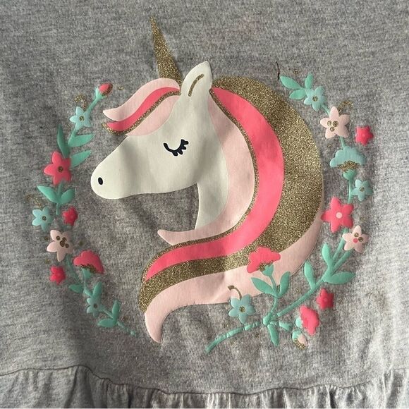 Kid's Carter's Unicorn Grey Peplum T-Shirt - Picture 3 of 6